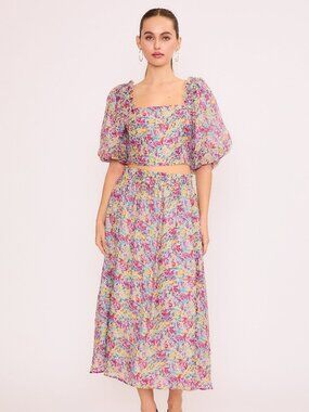 Floral 2 Piece Set Crop Top and long Skirt